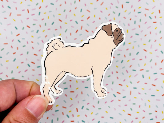 Pug Illustration Vinyl Sticker 3 inches