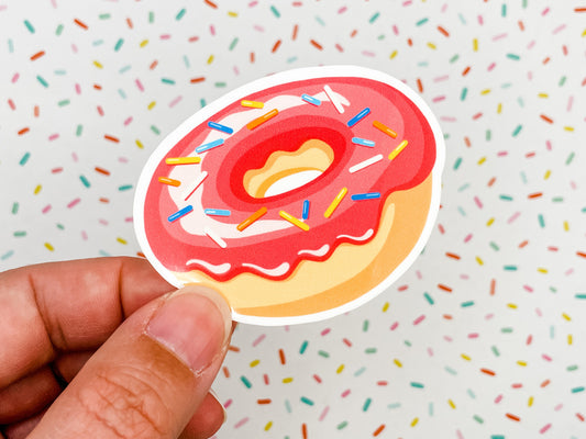 Sprinkle Doughnut Vinyl Sticker 2.5 inches, Donut, Donuts, Pink, Donut Lover, Frosted Donut, Pastry, Baker, Baking, Father's Day, Laptop