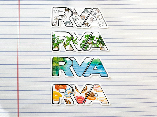 Richmond Virginia RVA Vinyl 4 inch sticker, River City, Donut, Dog Faces, Plant Lover, Plants, City Sticker