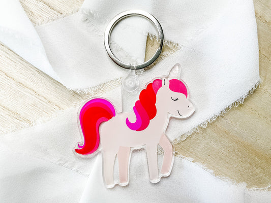Pink Unicorn Acrylic Keychains