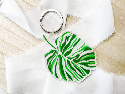 Tropical Green Leaf Acrylic Keychains
