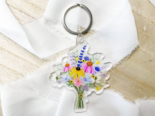 Wildflower Bouquet Acrylic Keychains