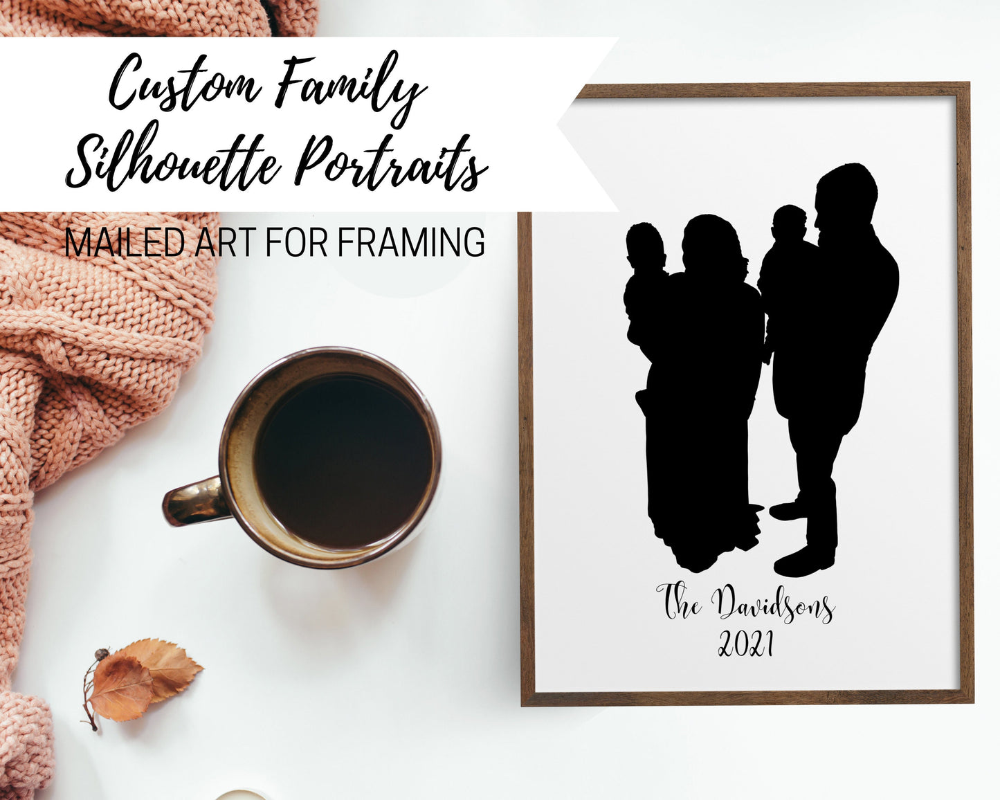 Custom Family Silhouette Portraits *Mailed Art for Framing*