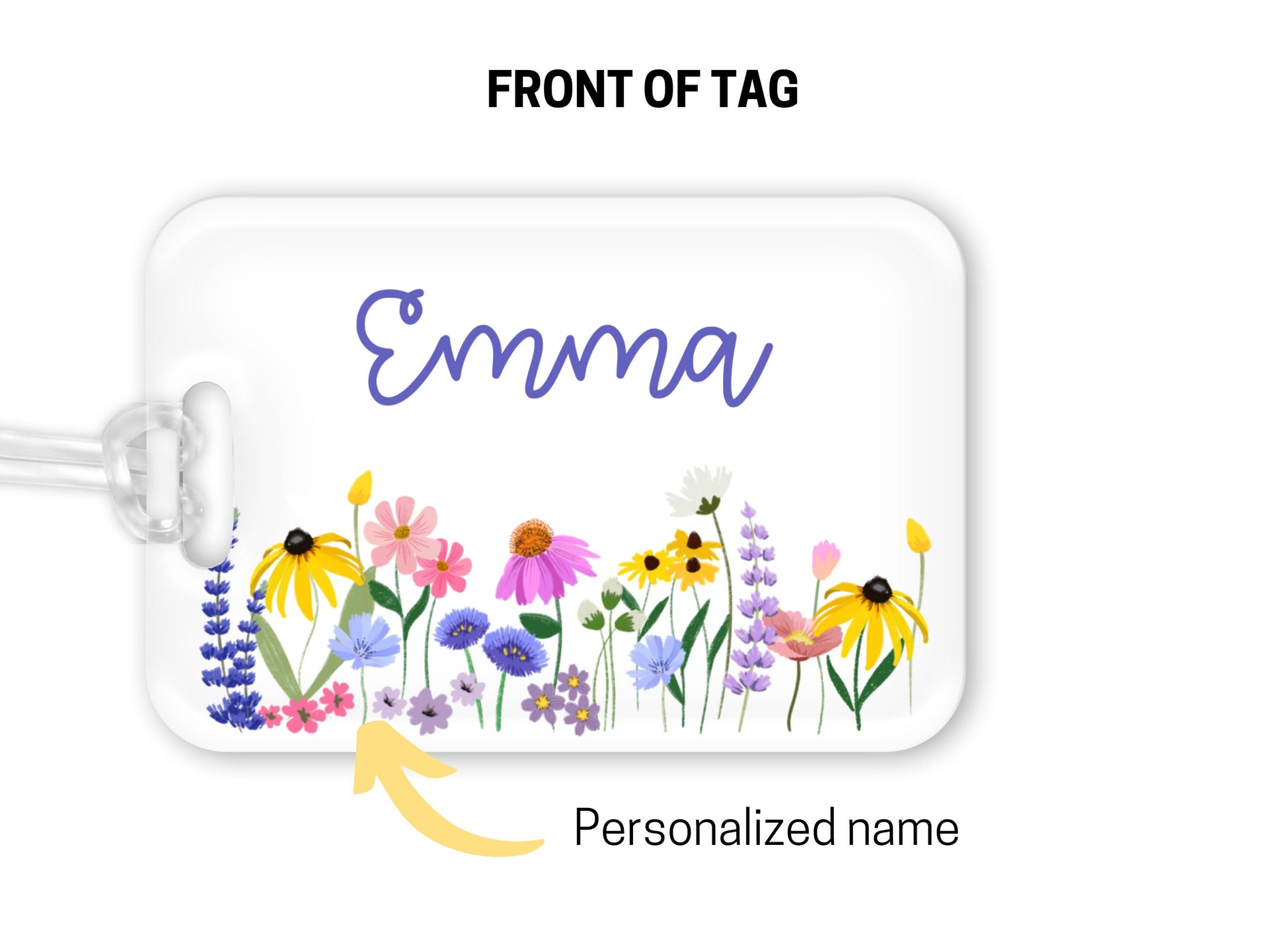 Backpack Daycare Lunchbox Tag, Wildflower, Floral, Flowers, Back To School, Luggage Tag, Day Care, Diaper Bag, Name Tag, Identification Tag