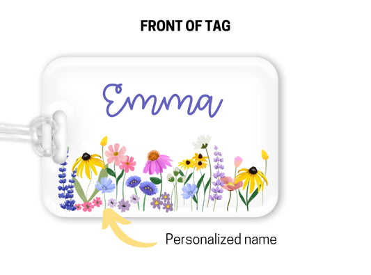 Backpack Daycare Lunchbox Tag, Wildflower, Floral, Flowers, Back To School, Luggage Tag, Day Care, Diaper Bag, Name Tag, Identification Tag