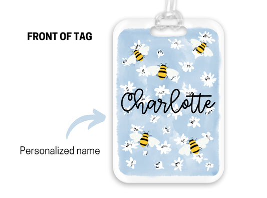 Backpack Daycare Lunchbox Tag, Daisy and Bumble Bee, Back To School, Luggage Tag, Day Care, Diaper Bag, Name Tag, Identification Tag