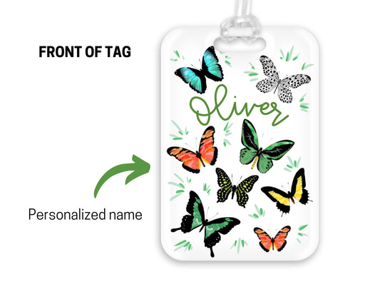 Backpack Daycare Lunchbox Tag, Butterfly, Butterflies Back To School, Luggage Tag, Day Care, Diaper Bag, Name Tag, Kids Identification Tag