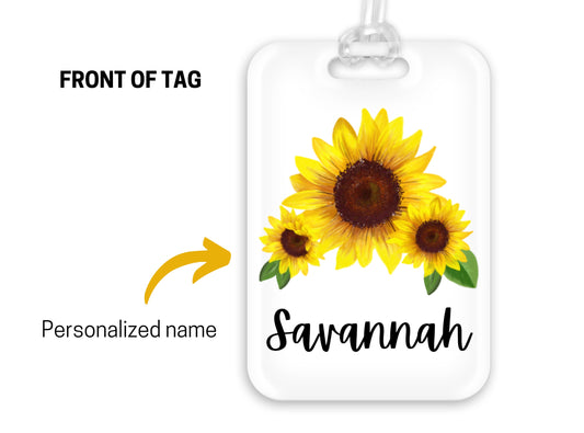 Backpack Daycare Lunchbox Tag, Sunflower, Sunflowers, Back To School, Luggage Day Care Diaper Tote Bag, Name Tag, Kids Identification Tag