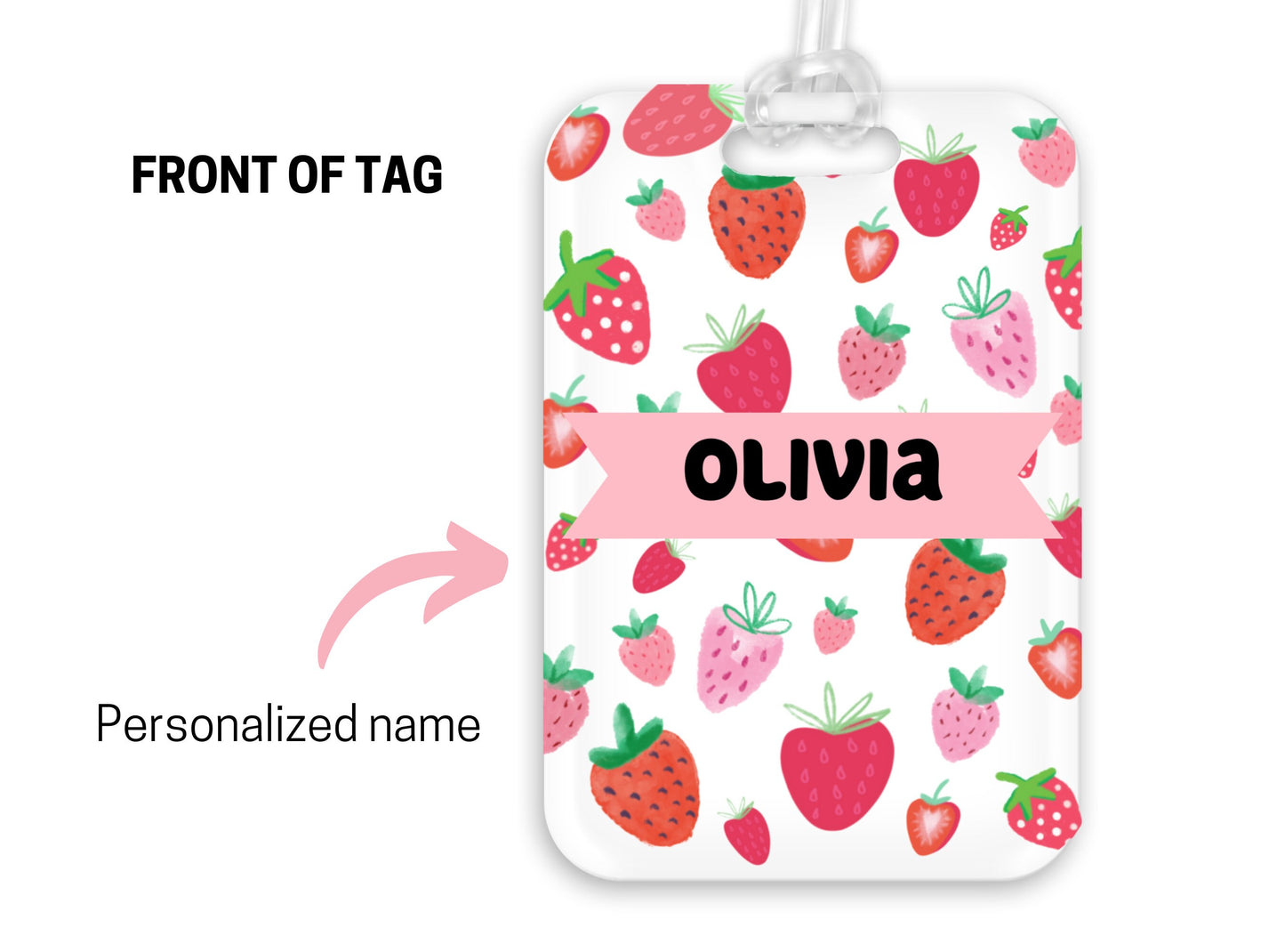 Backpack Daycare Lunchbox Tag, Strawberry, Back To School, Strawberries, Luggage Tag, Day Care, Diaper Bag, Name Tag, Identification Tag