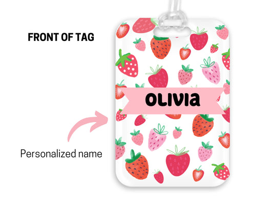 Backpack Daycare Lunchbox Tag, Strawberry, Back To School, Strawberries, Luggage Tag, Day Care, Diaper Bag, Name Tag, Identification Tag