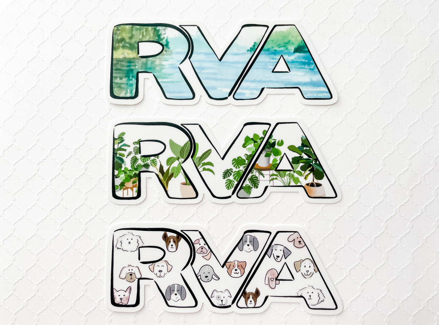 RVA Richmond, Virginia 6 inch sticker, Waterproof, Car Sticker Decal, Plant Lover, Plant Mom, Plant Dad, Dog Lover, River Scene, Gift