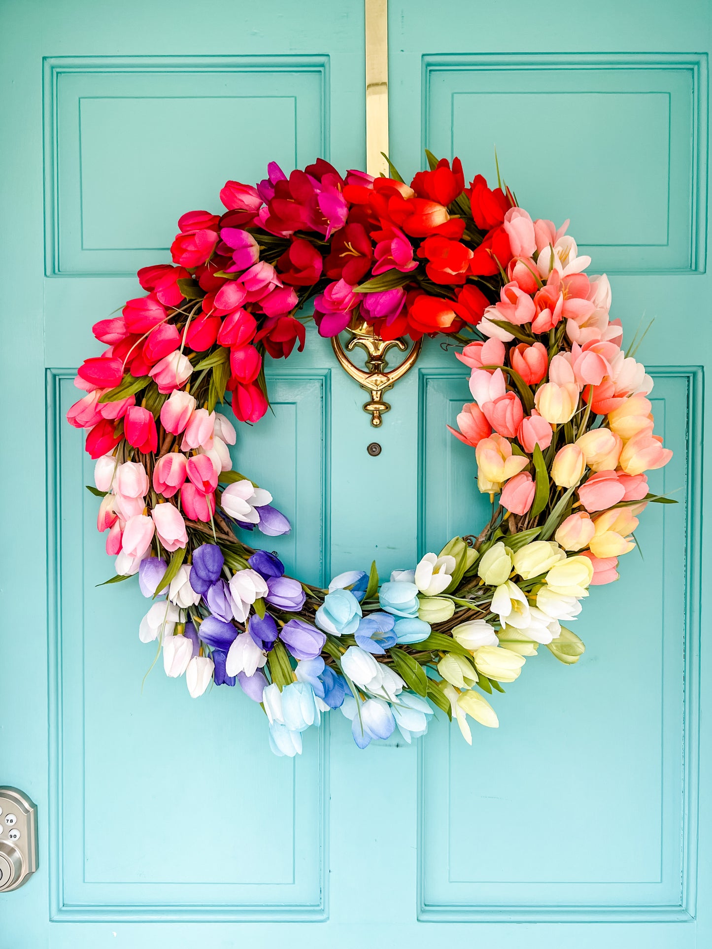 Rainbow Tulip Wreath 18"- Local Pickup Only