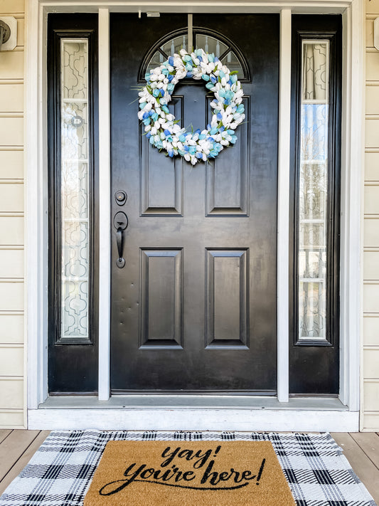 Blue & White Tulip Wreath 18"- Local Pickup Only