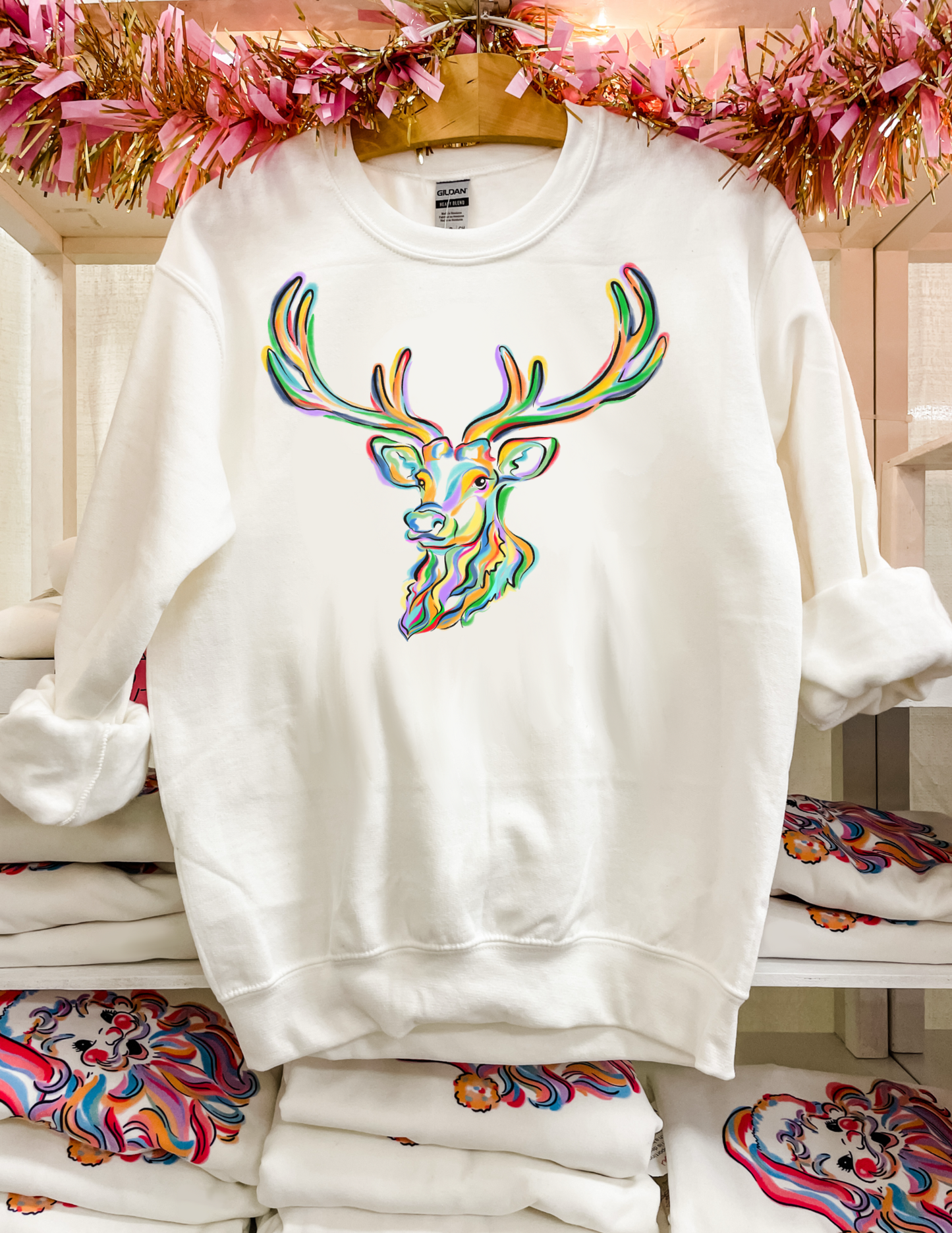 2025 Print: Colorful Reindeer Sweatshirt