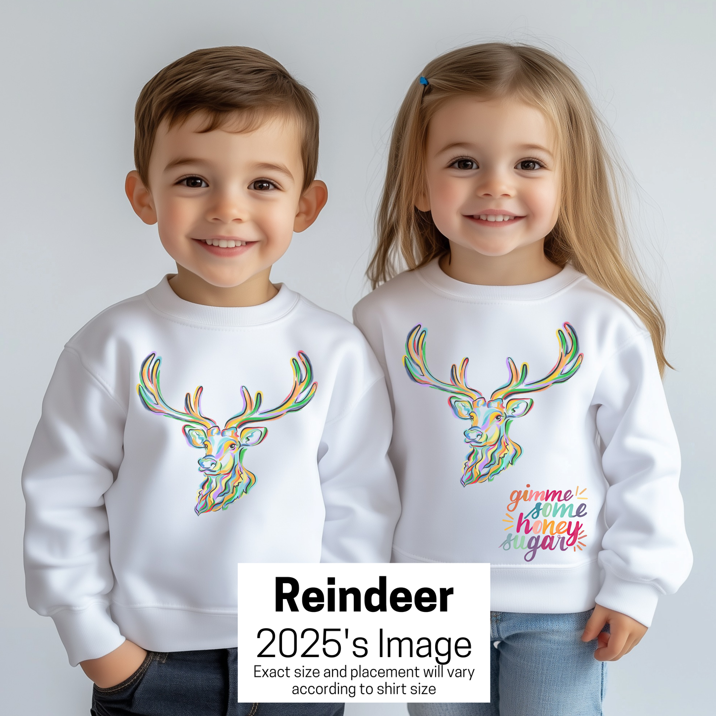 2025 Print: Colorful Reindeer Sweatshirt