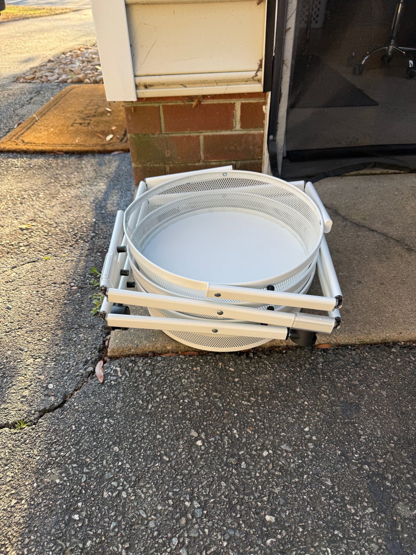 Collapsible white cart with wheels