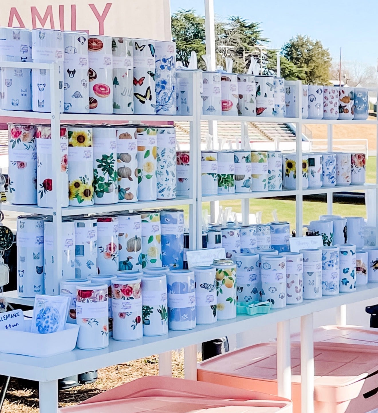 Small white metal display shelves