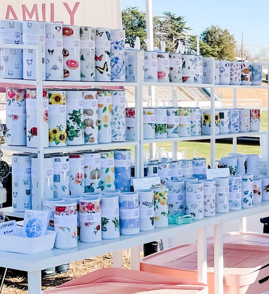 Small white metal display shelves