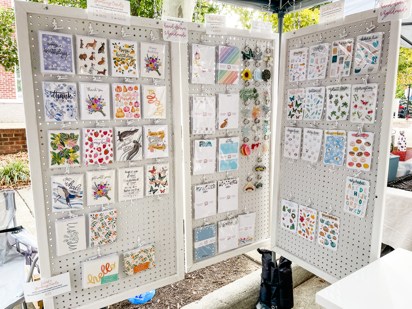 White hanging pegboards