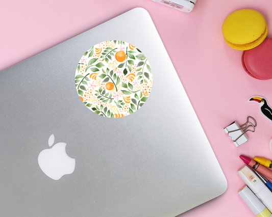 Orange Branch Pattern 4 inch Vinyl Sticker