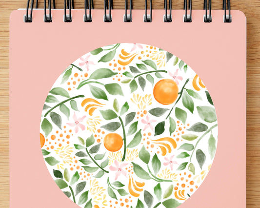 Orange Branch Pattern 4 inch Vinyl Sticker