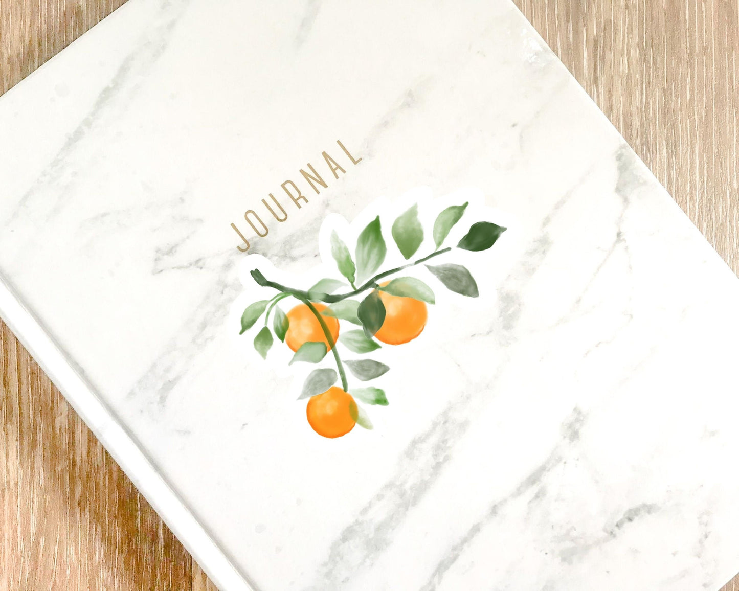 Orange Branch Watercolor 4 inch Sticker