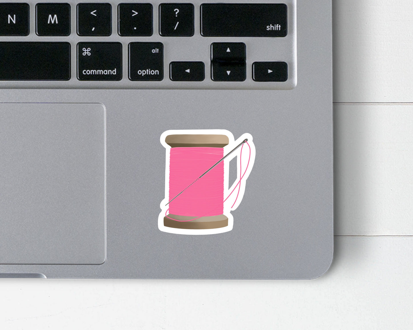 Spool of Thread 2 inch tall Sticker in White, Pink, and Blue Seamstress Embroidery Cross Stitch Sewing Hobby Crafting Craft Room Stickers