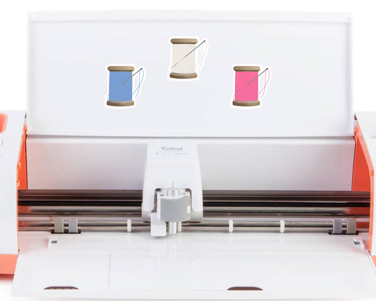 Spool of Thread 2 inch tall Sticker in White, Pink, and Blue Seamstress Embroidery Cross Stitch Sewing Hobby Crafting Craft Room Stickers