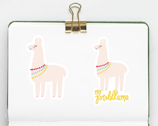 Llama and No Probllama 3 inch Vinyl Stickers