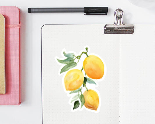 Watercolor Lemons 4 inch Sticker | Watercolor Style | Lemon Art | Yellow Watercolor | Sour Lemons | Kitchen Lemon Decor