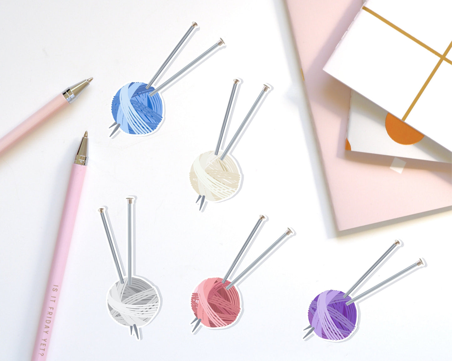 Knitting Needles and Yarn 3 inch Vinyl Sticker