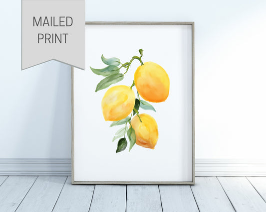 Watercolor Lemons *Mailed Print* Wall Art | Watercolor Art | Fruit Wall Art | Kitchen Decor | Bathroom Art | Home Wall Art