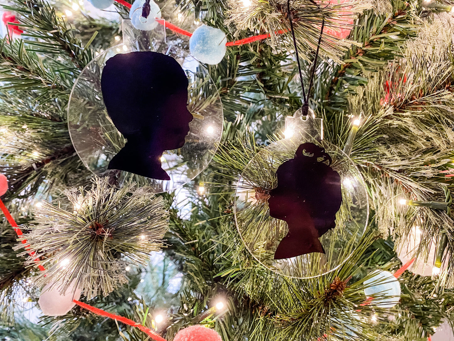 Custom Silhouette Portrait Clear Ornament