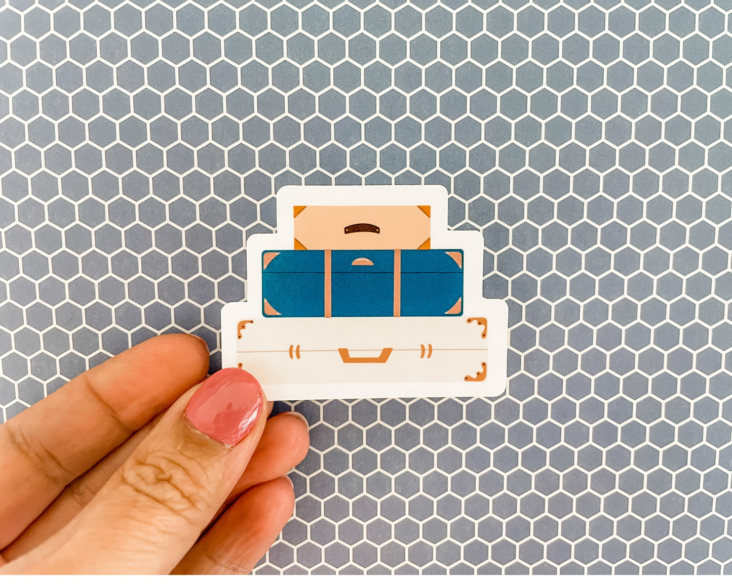 Vintage Luggage Vinyl Sticker, 2.75 inches wide, Travel, Baggage, Vintage Style, Adventure, Hard Suitcase, Suitcases