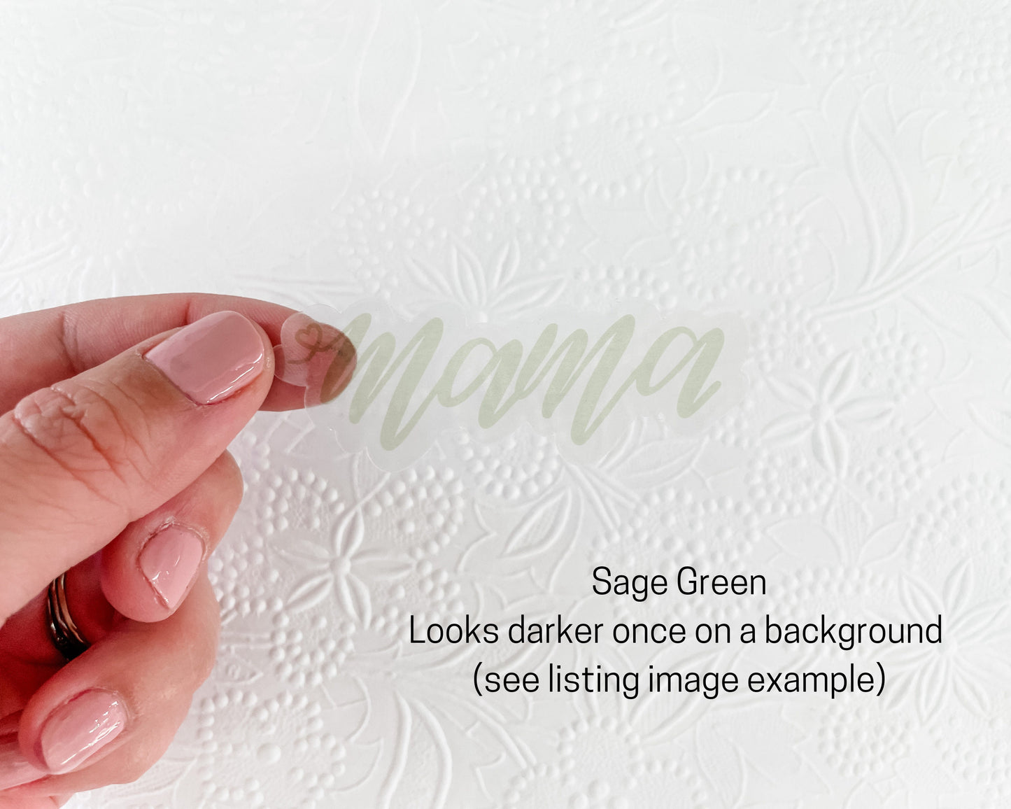 Clear Mama Heart Vinyl Sticker, 3 inches