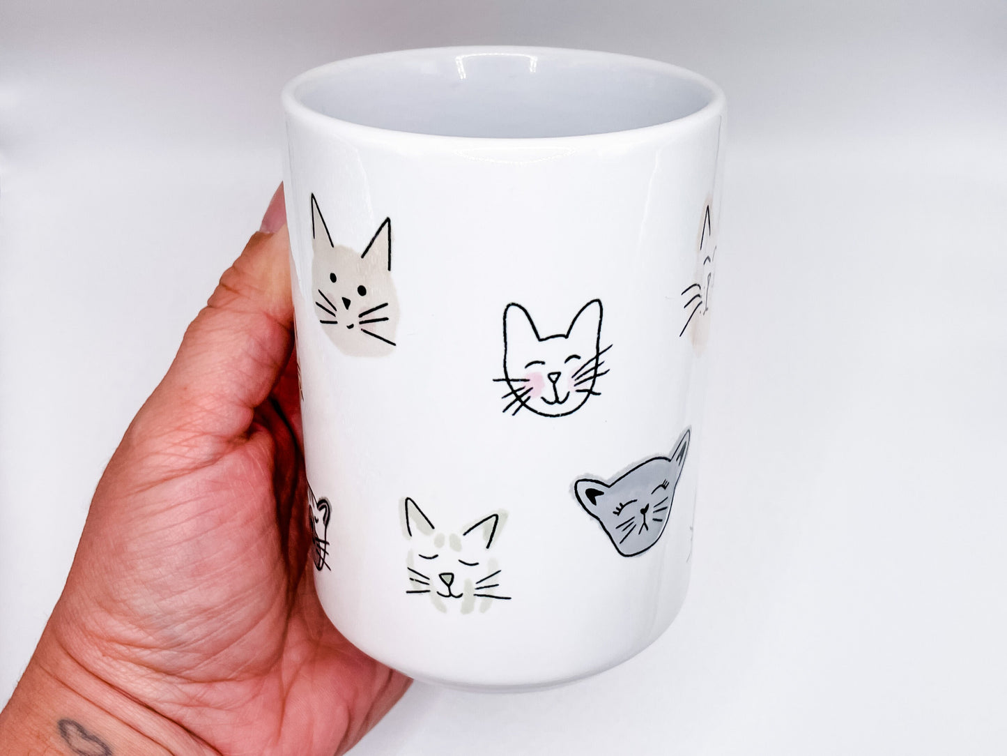 Cat Faces Coffee Mug 15 oz.