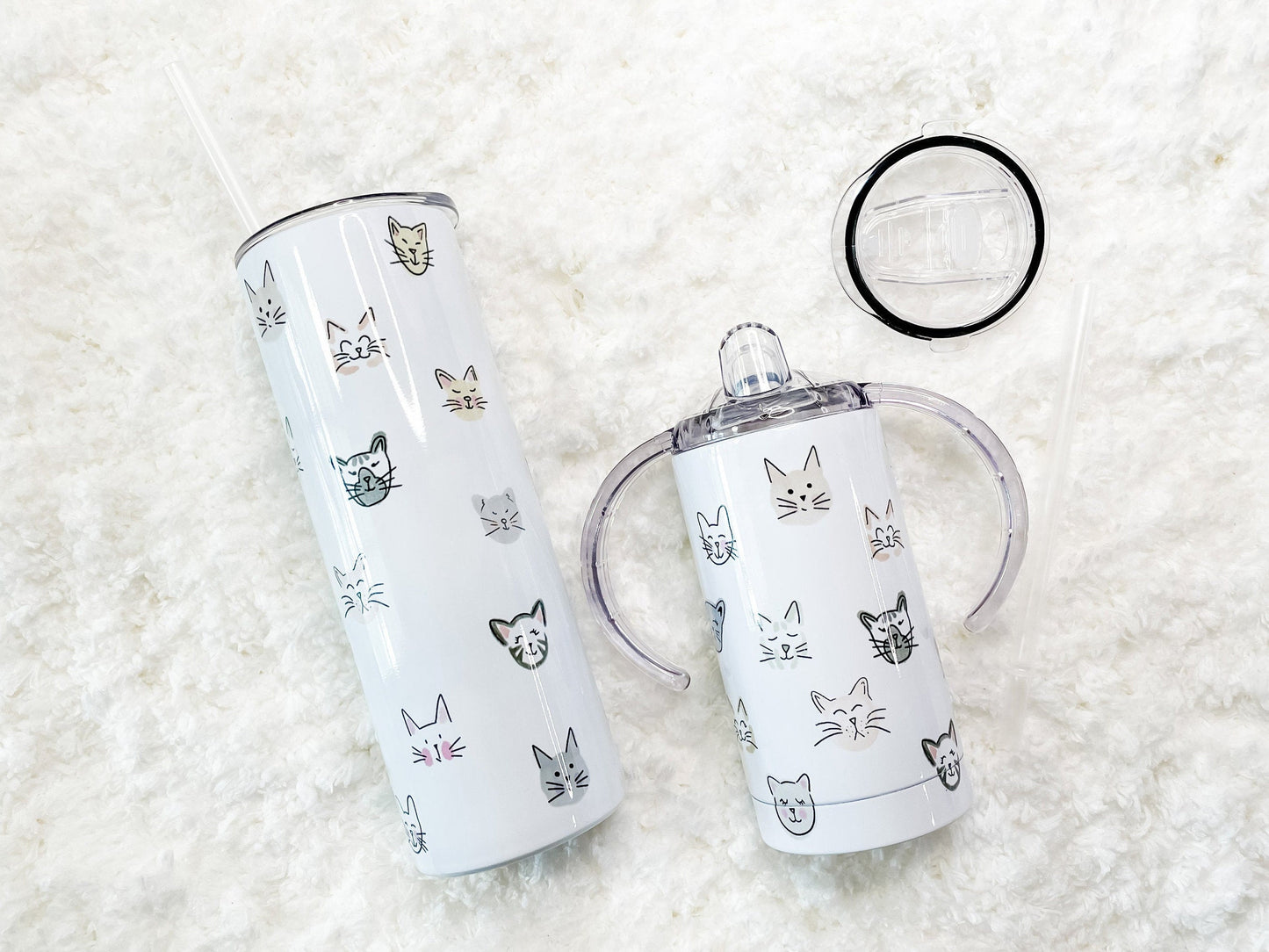 Mommy & Mini Cat Faces Matching Tumbler set