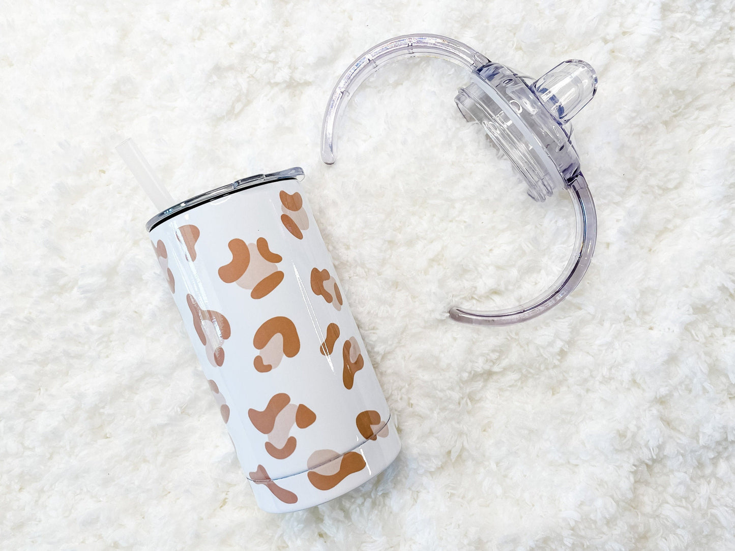 Dusty Pink Leopard Print Sippy Child's Tumbler set