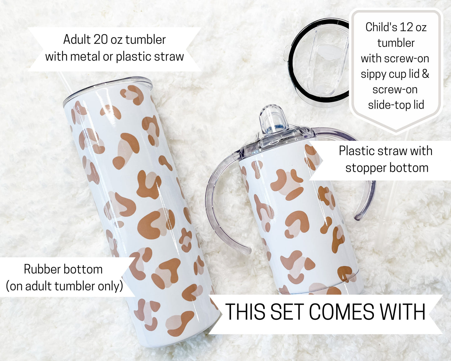 Mommy & Mini Dusty Pink Leopard Print Matching Tumbler set