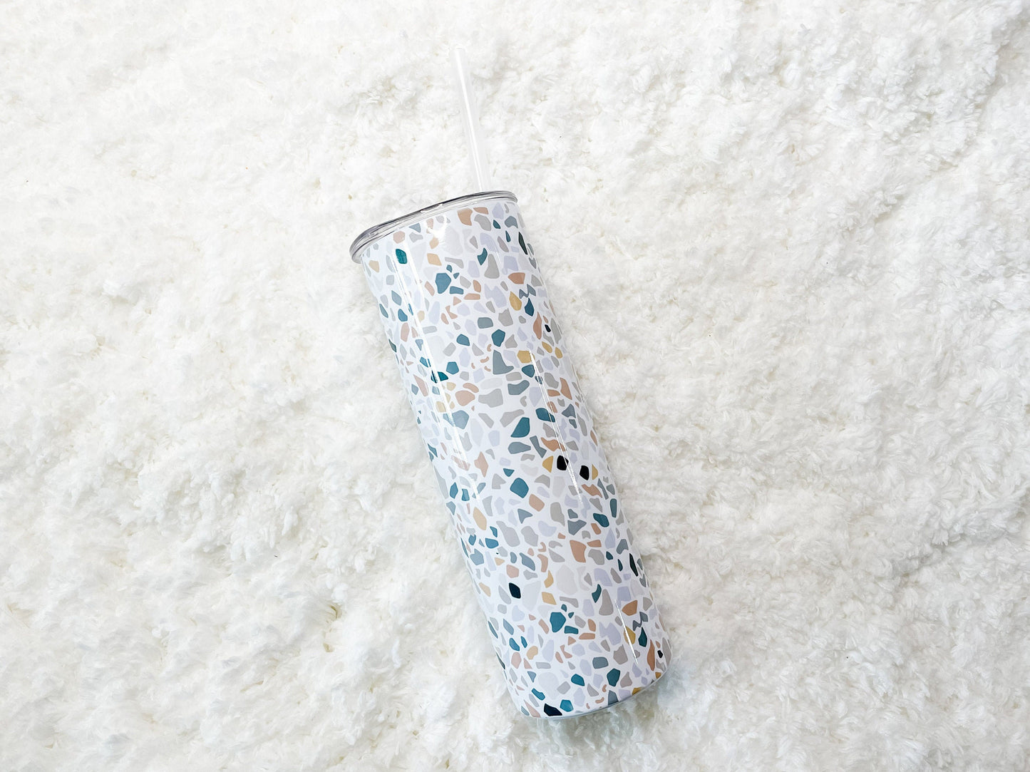 Coral Pink Terrazzo Print Tumbler 20 oz