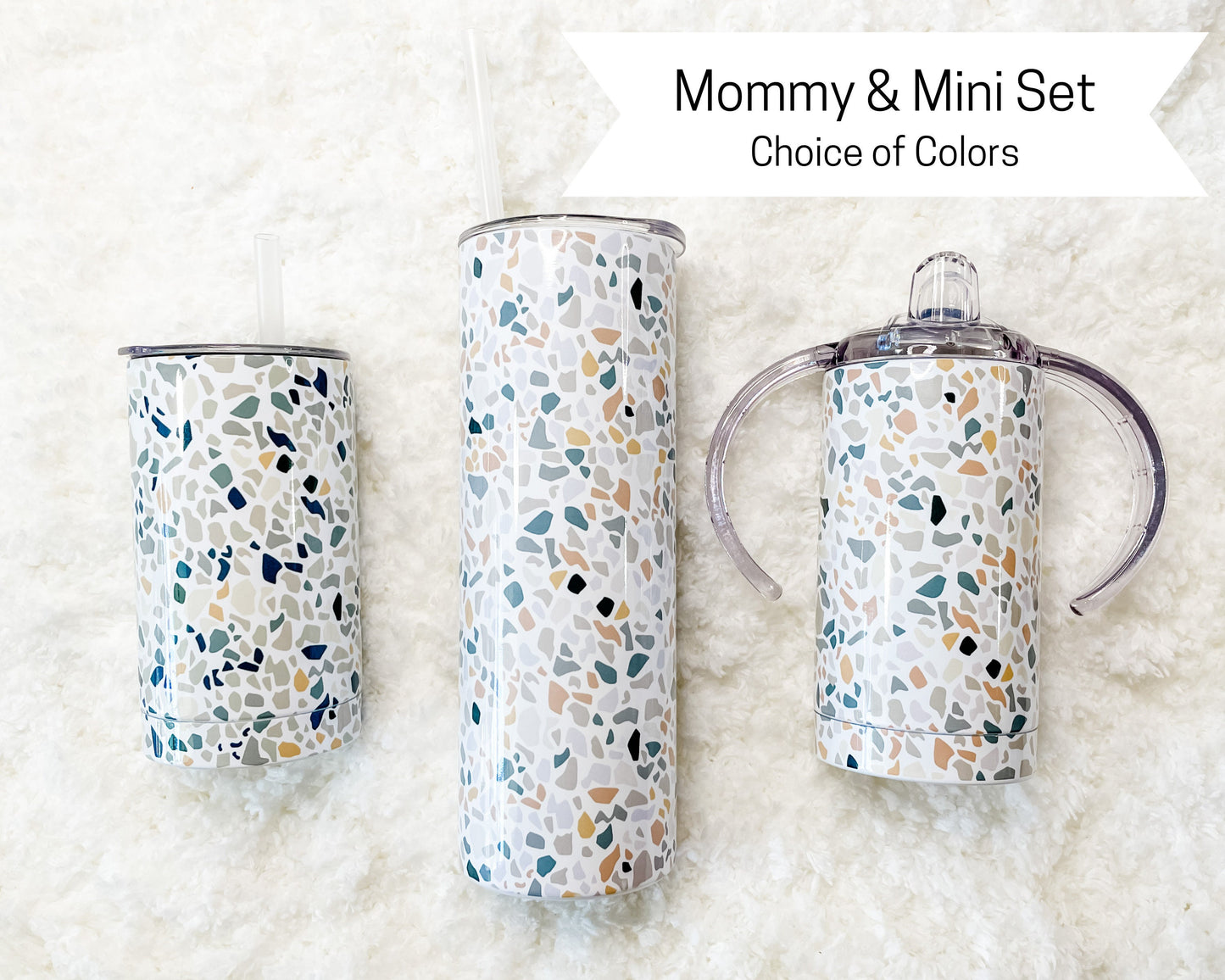 Mommy & Mini Terrazzo Print Matching Tumbler set