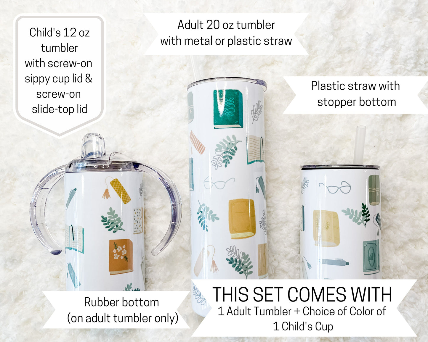Mommy & Mini Vintage Books Matching Tumbler set