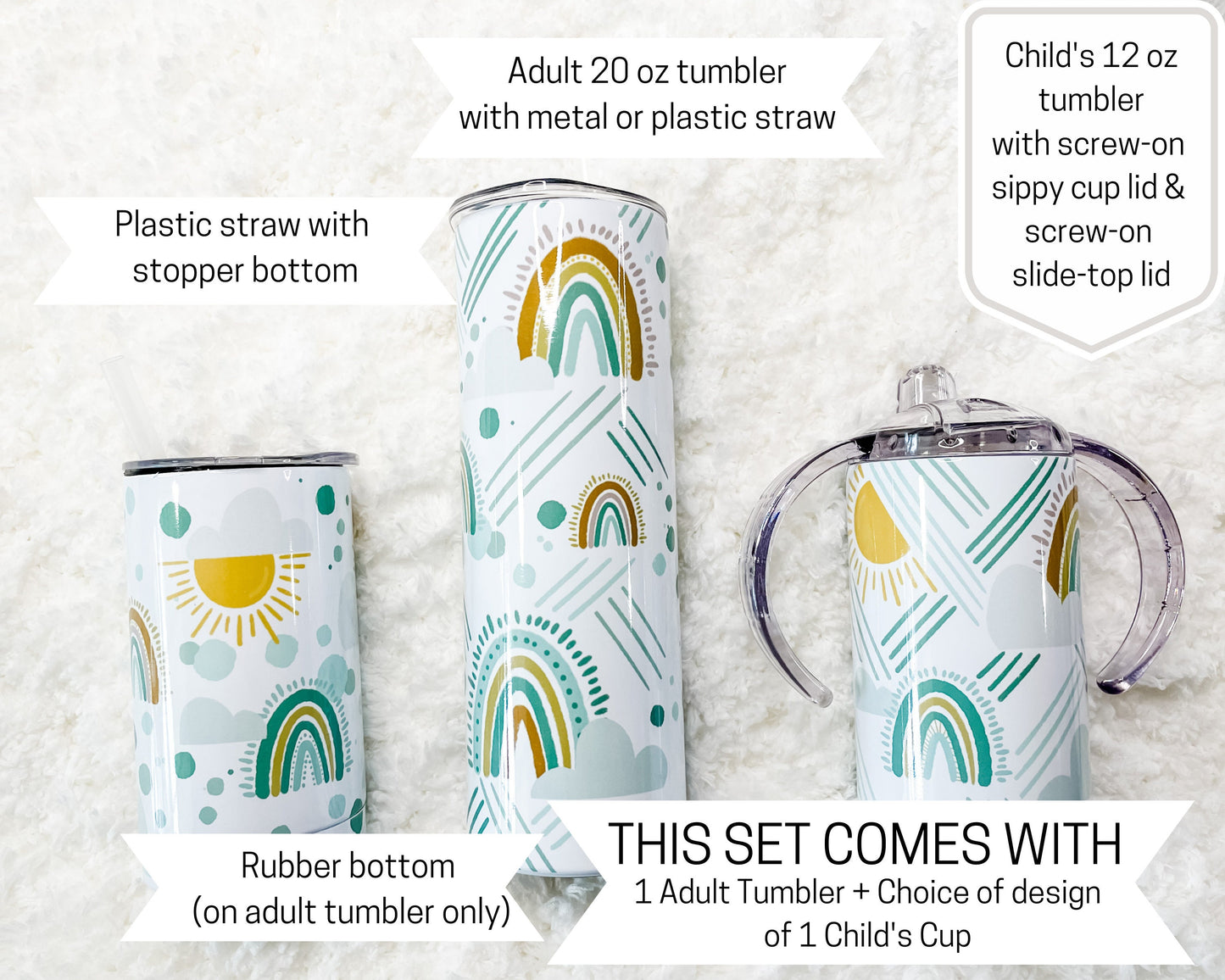 Mommy & Mini Rainbow Matching Tumbler set