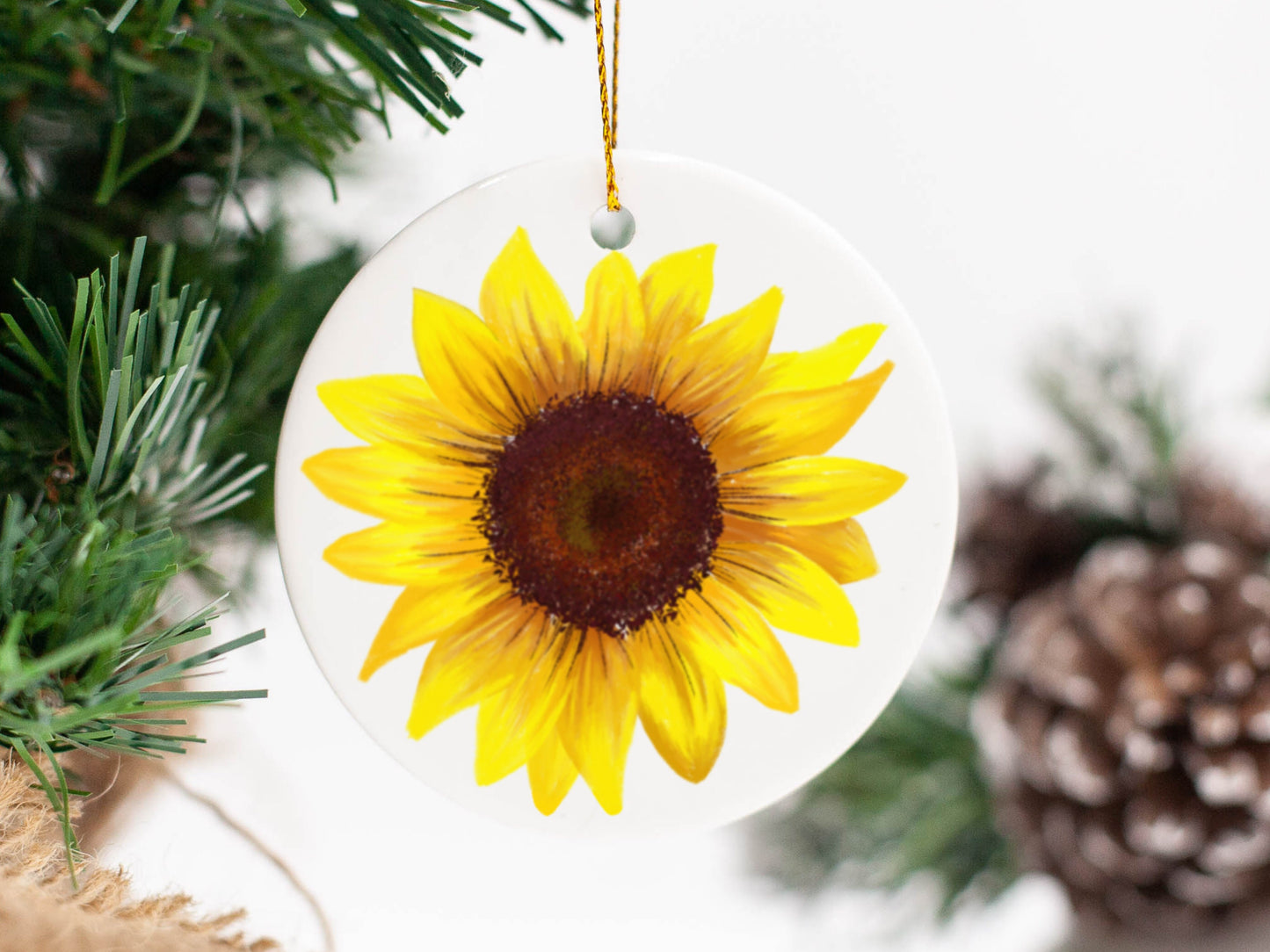 Sunflower 3 inch Ceramic Ornament