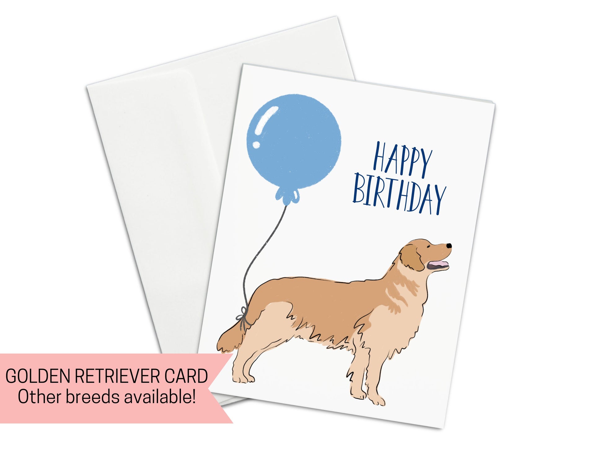 Golden Retriever Happy Birthday Card, Human Bday, Gotcha Day Dog Adoption, Celebration, Dog Birthday, Dog Lover, Card for Him, Card for her
