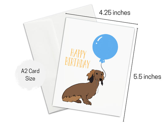 Long Haired Dachshund Happy Birthday Card, Doxie