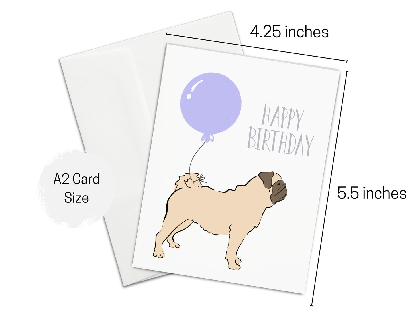 Pug Happy Birthday Card