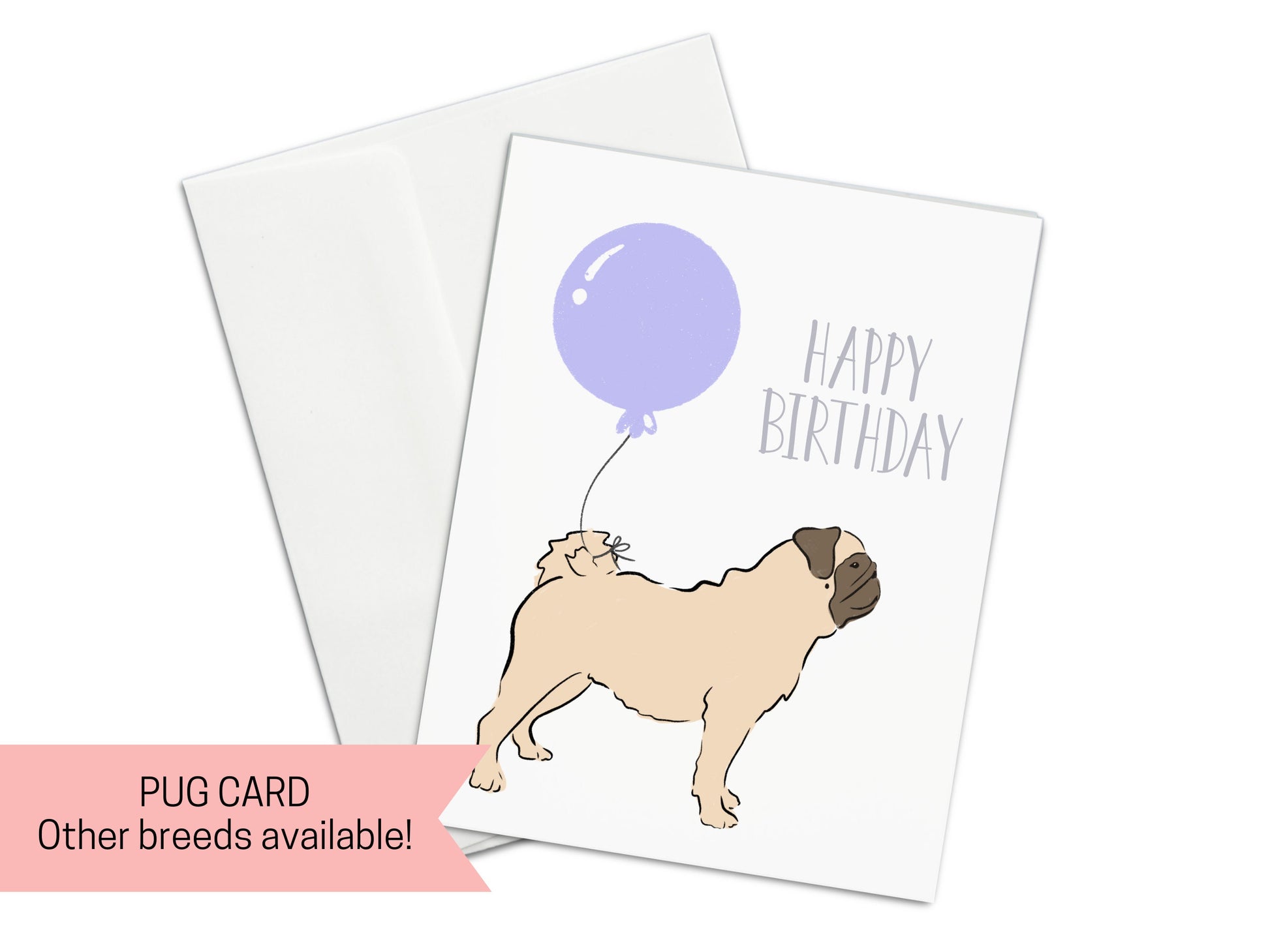 Pug Happy Birthday Card, Human Birthday, Gotcha Day Dog Adoption, Celebration, Dog Birthday, Dog Lover, Card for Him, Card for her