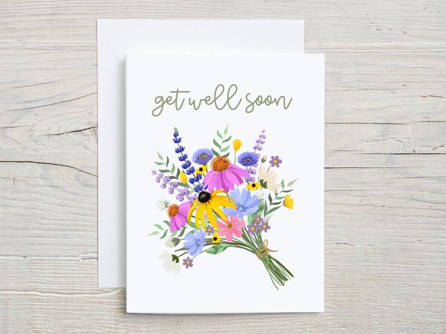 Get Well Soon Wildflower Bouquet Greeting Card