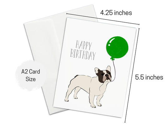 French Bulldog Happy Birthday Card, Frenchie